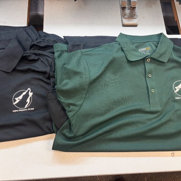 Dry fit polos for a masonry group