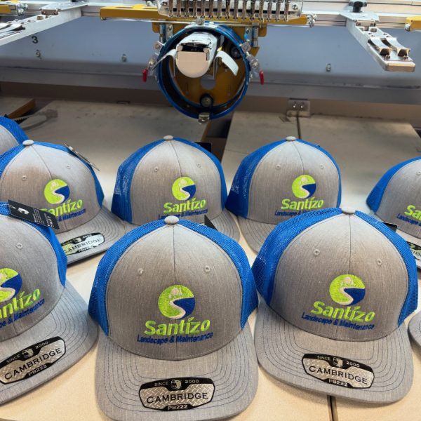 Two-tone truckers for a landscape and maintenance company